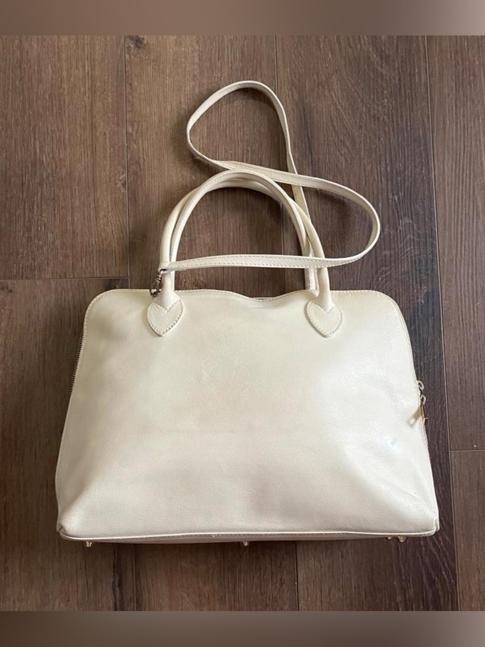 Made in Italy genuine leather cream bag